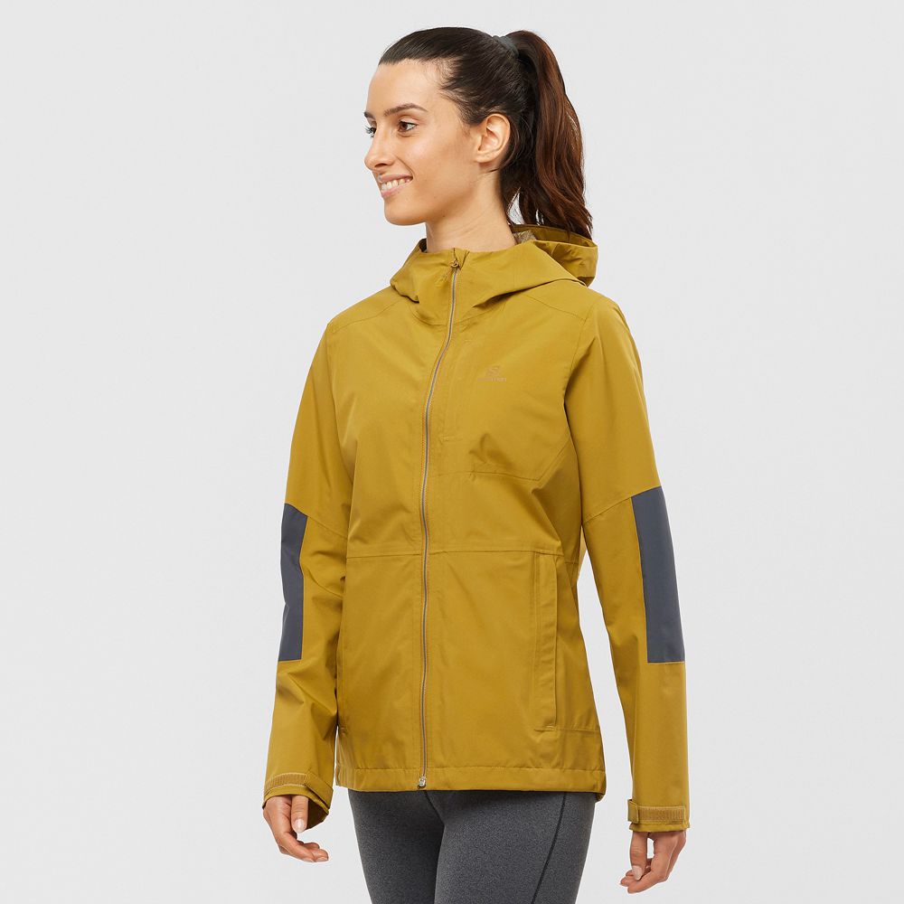 Salomon Israel OUTRACK WATERPROOF 2.5L - Womens Jackets - Yellow (NBMO-41087)